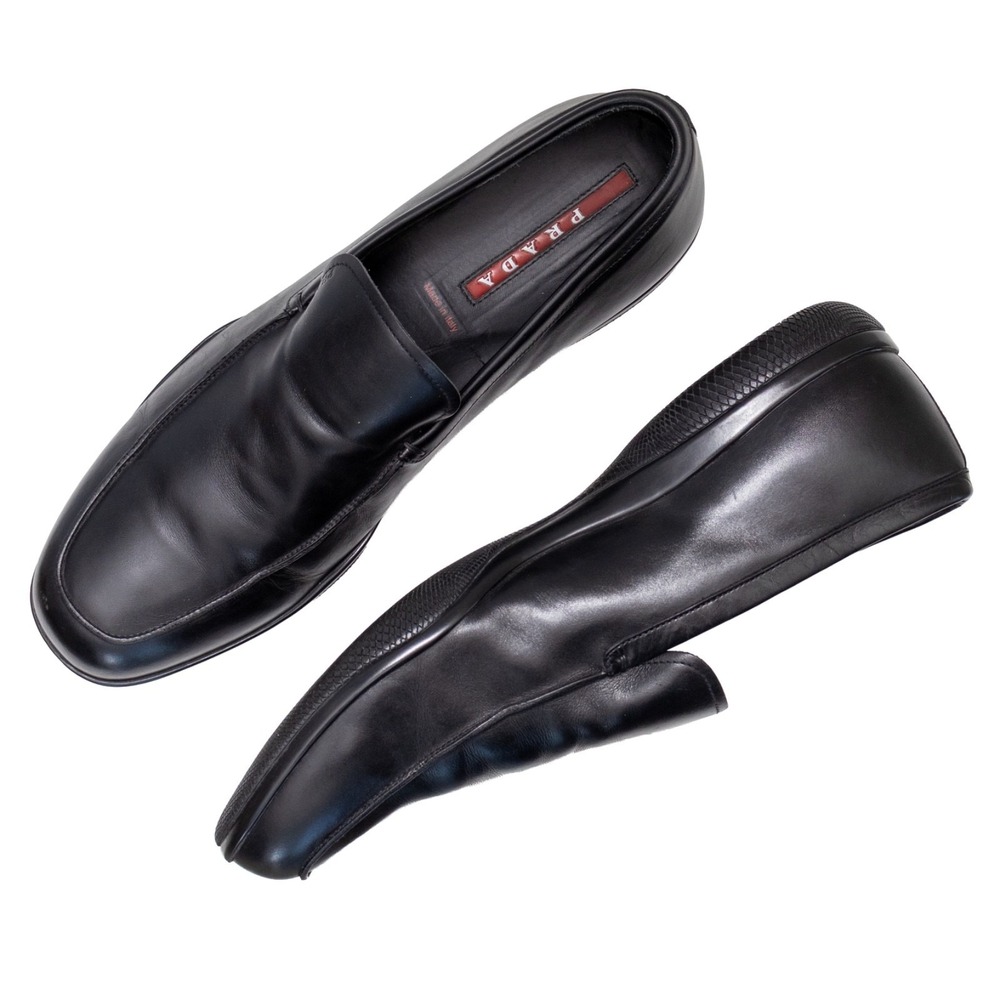PRADA Black Toblach Loafers Mens Size US 11 UK 10  EU 44 Sneaker Embossed Logo